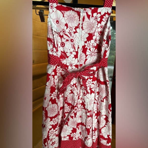 Bonnie Jean Red White Floral Polka Dot Dress Size 14 - Picture 6 of 6